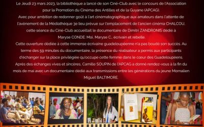 Projection du Film Moi Maryse C. écrivaine noire et rebelle